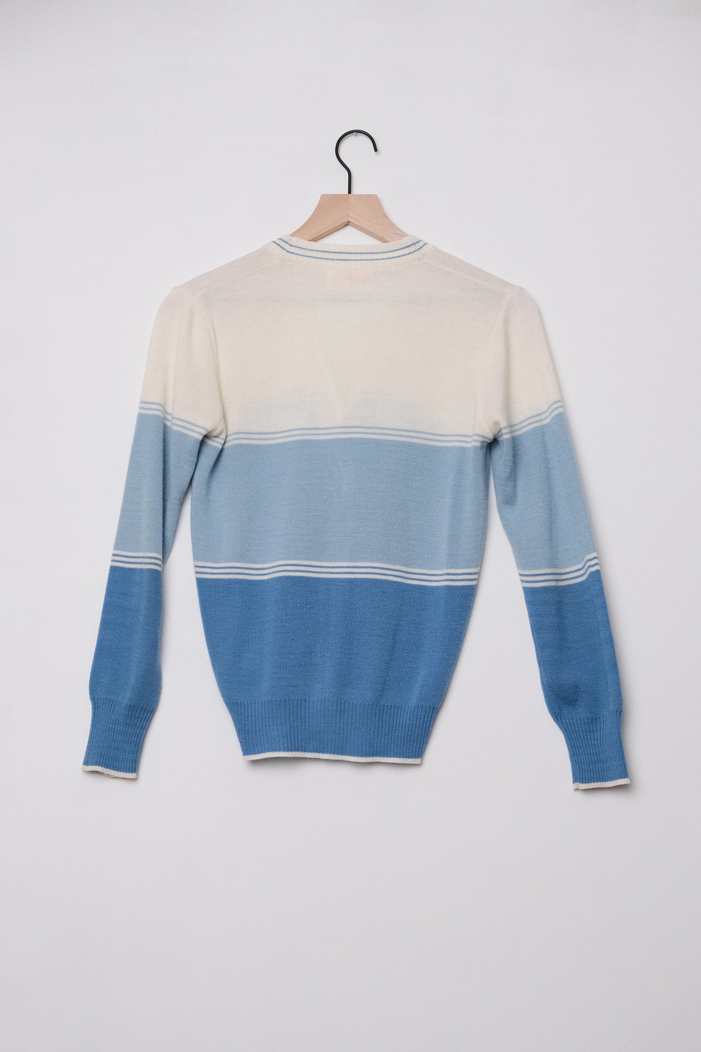 70’s Tennis Cardigan Baby Blue Ivory Colorblock US 6, Knit Boutique for Sears
