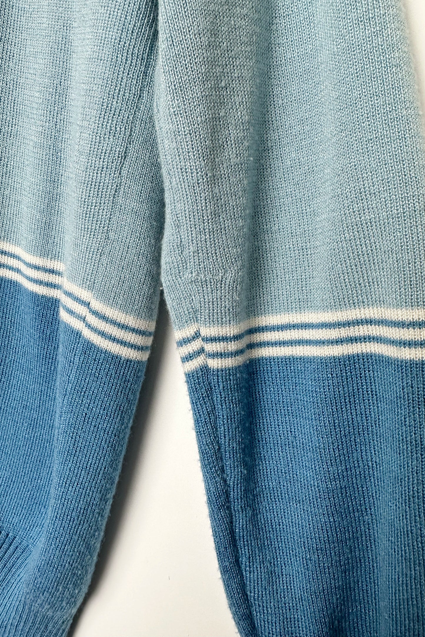 70’s Tennis Cardigan Baby Blue Ivory Colorblock US 6, Knit Boutique for Sears