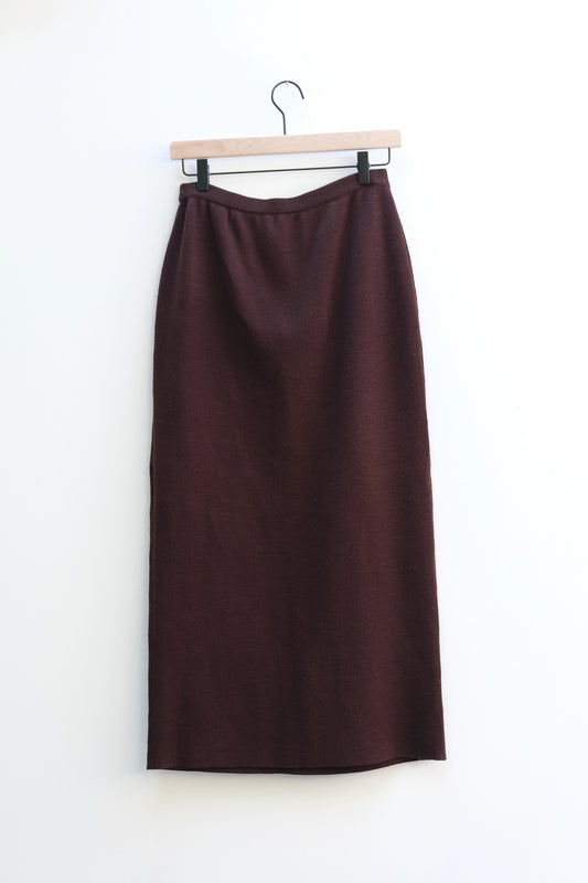 Brown Wool Blend Minimalist Knit Midi Skirt Adrianna Papéll US 8, 90's
