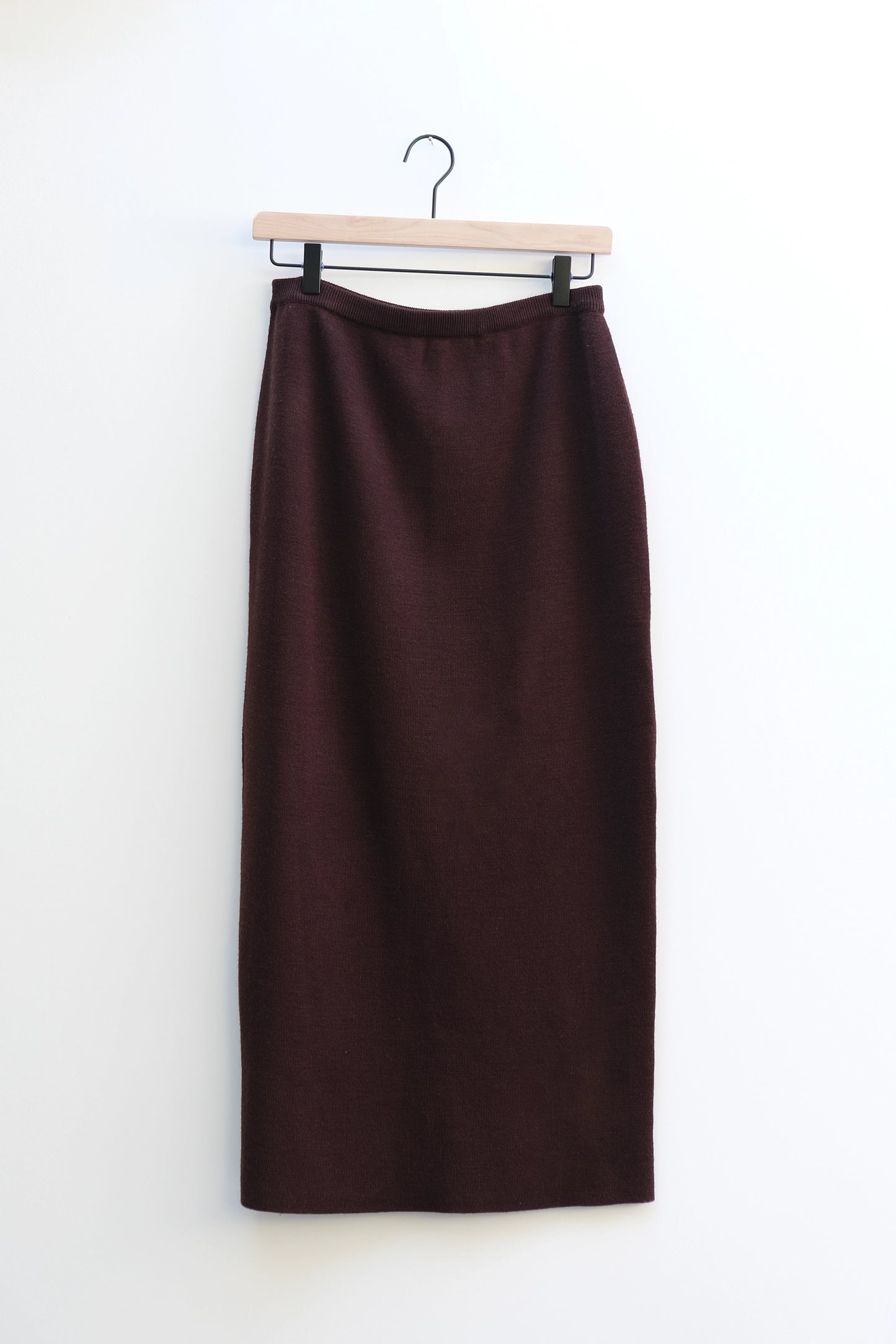 Brown Wool Blend Minimalist Knit Midi Skirt Adrianna Papéll US 8, 90's