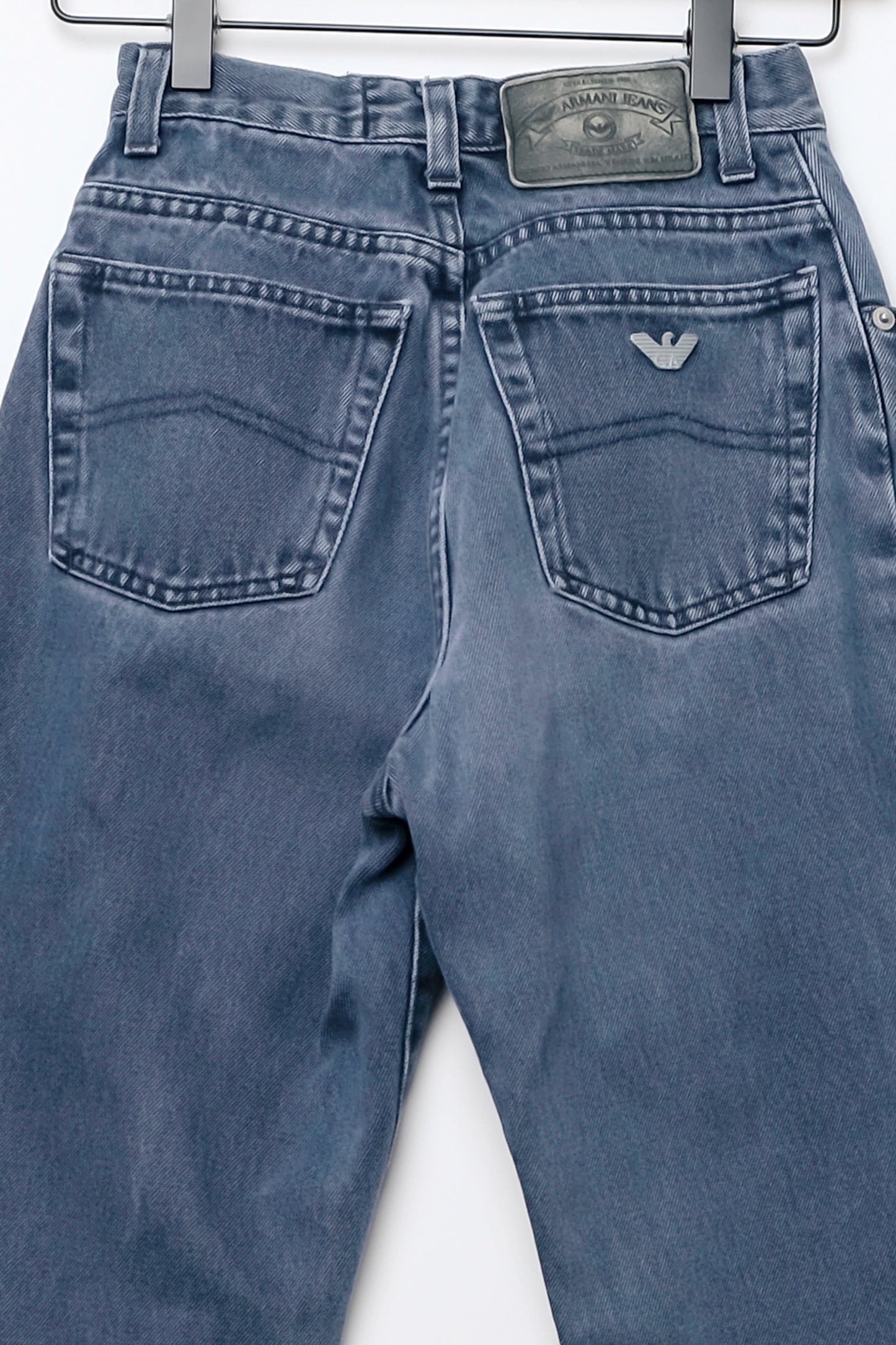 Giorgio Armani Blues Factor High Waisted 90's Jeans, Gray Blue Faded 23" Waist, 29" Inseam