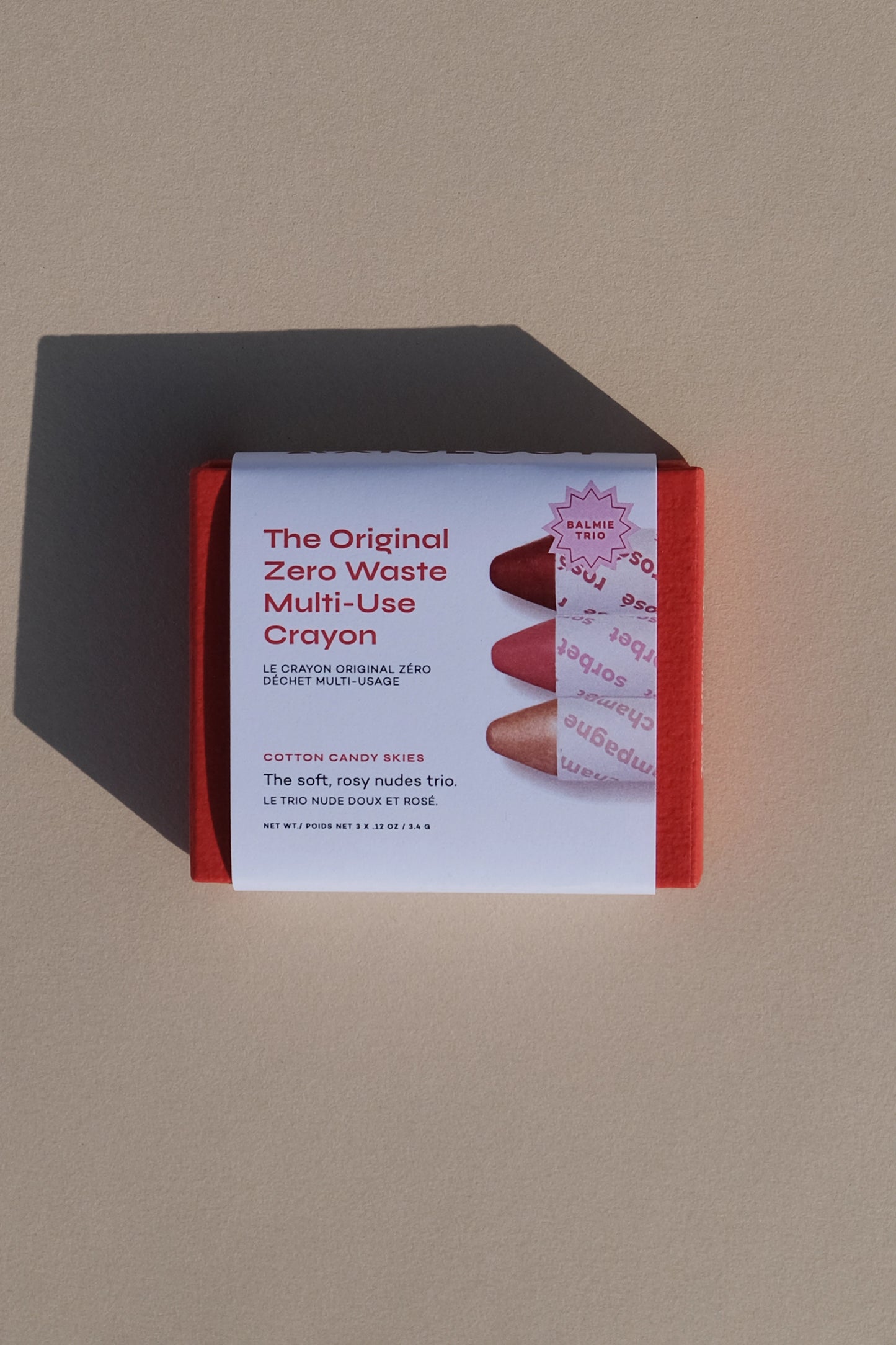 Cotton Candy Skies Balmie Trio for Eyes, Lips, Cheeks, Zero Waste Multi-Use Crayon