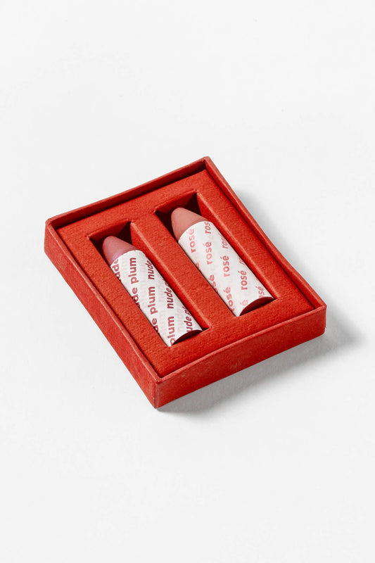 Nude Plum + Rosรฉ Balmie Duo for Eyes, Lips, Cheeks, Zero Waste Multi-Use Crayon
