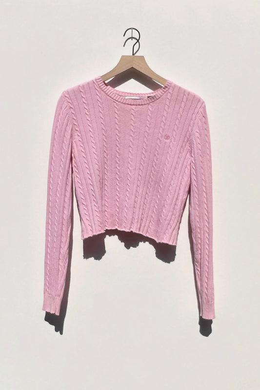 IZOD Bubblegum Pink Cable Knit Cropped Sweater US 4/6, 90โs Y2K Barbie