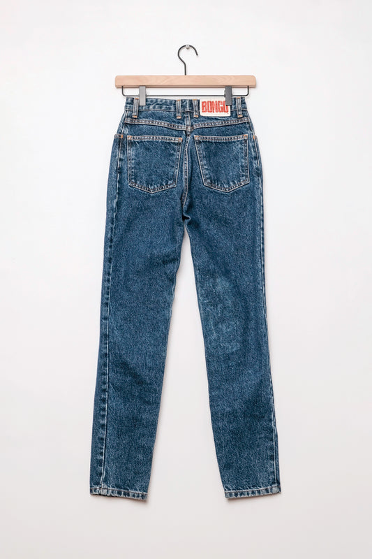 BONGO Mom Jeans Medium Blue Wash Straight Leg US 0 24" x 28", 90's