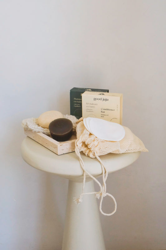 Zero Waste Beauty Gift Bundle (Save 20%), Shampoo, Conditioner, Cotton Pads, Sisal Soap Bag