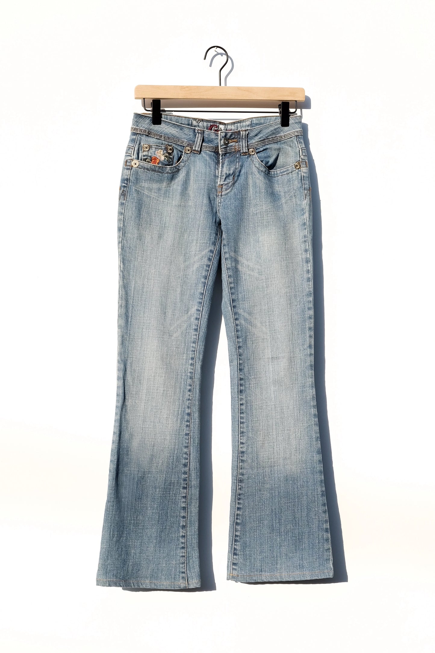 Candies Embroidered Cockatoo Low Rise Bootcut Jeans, Y2K