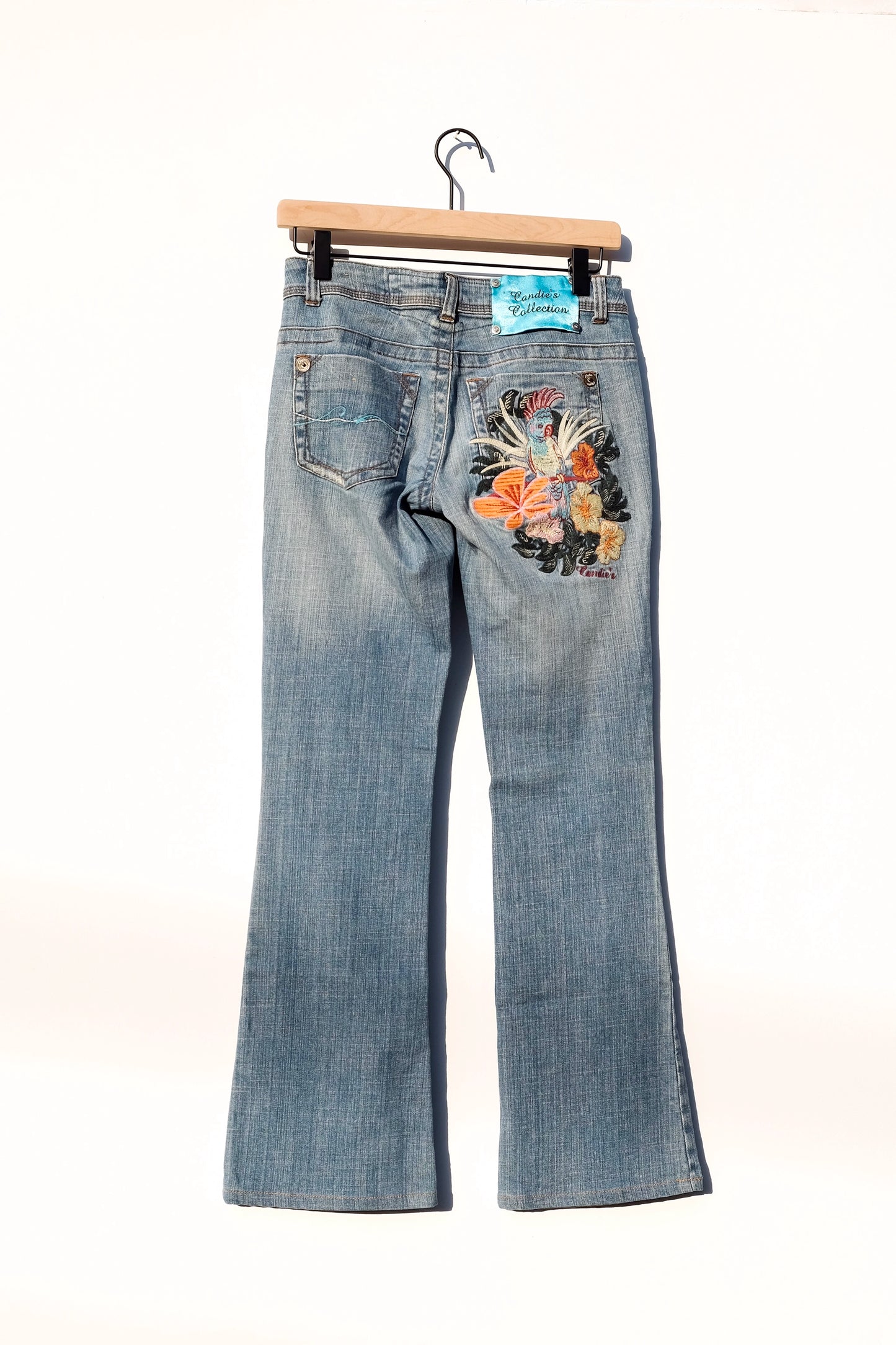 Candies Embroidered Cockatoo Low Rise Bootcut Jeans, Y2K