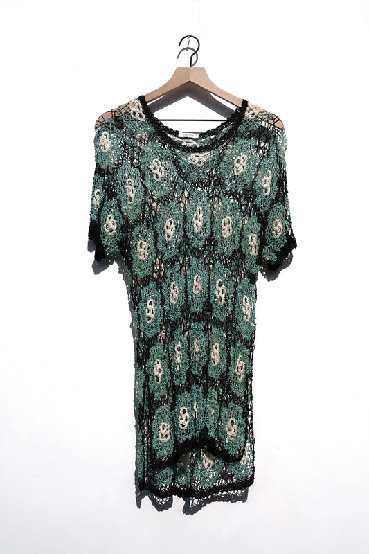 Crochet Green & Black Floral Top US 8, Swim Coverup
