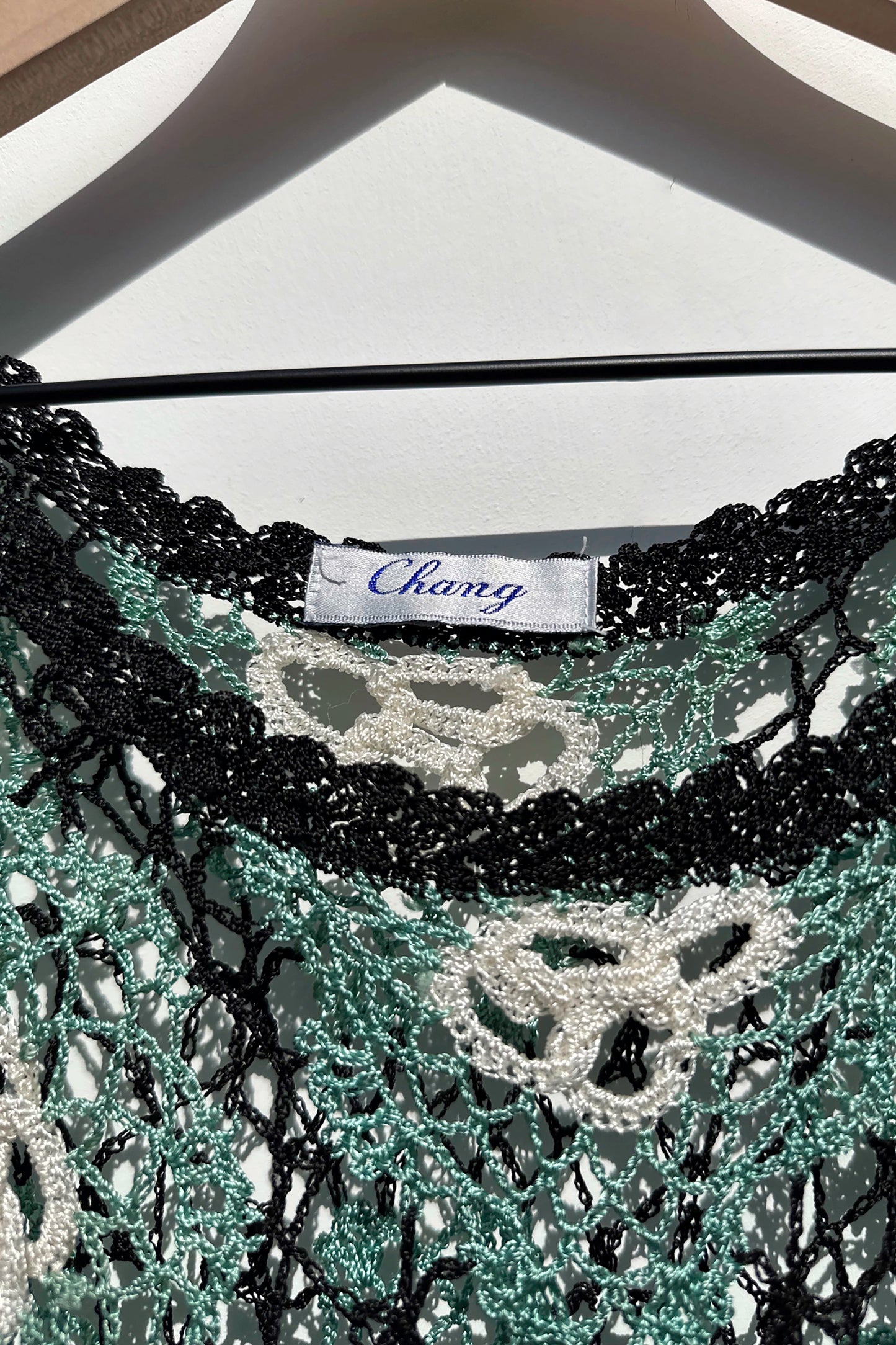 Crochet Green & Black Floral Top US 8, Swim Coverup