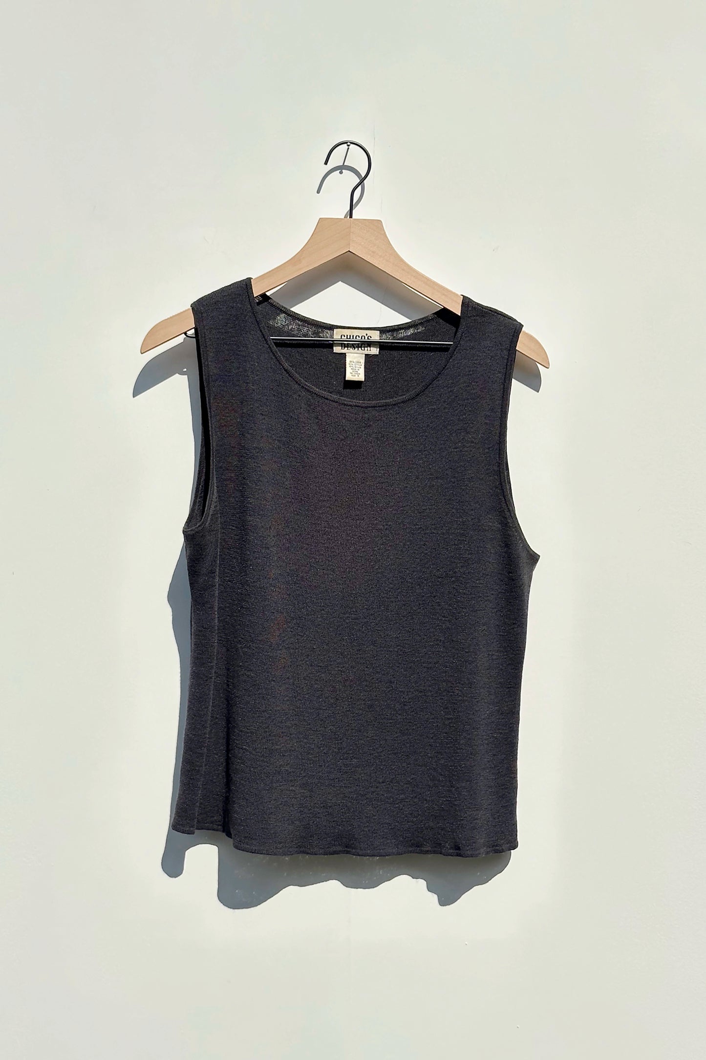 Linen Cotton Blend Sleeveless Top, Charcoal 90's