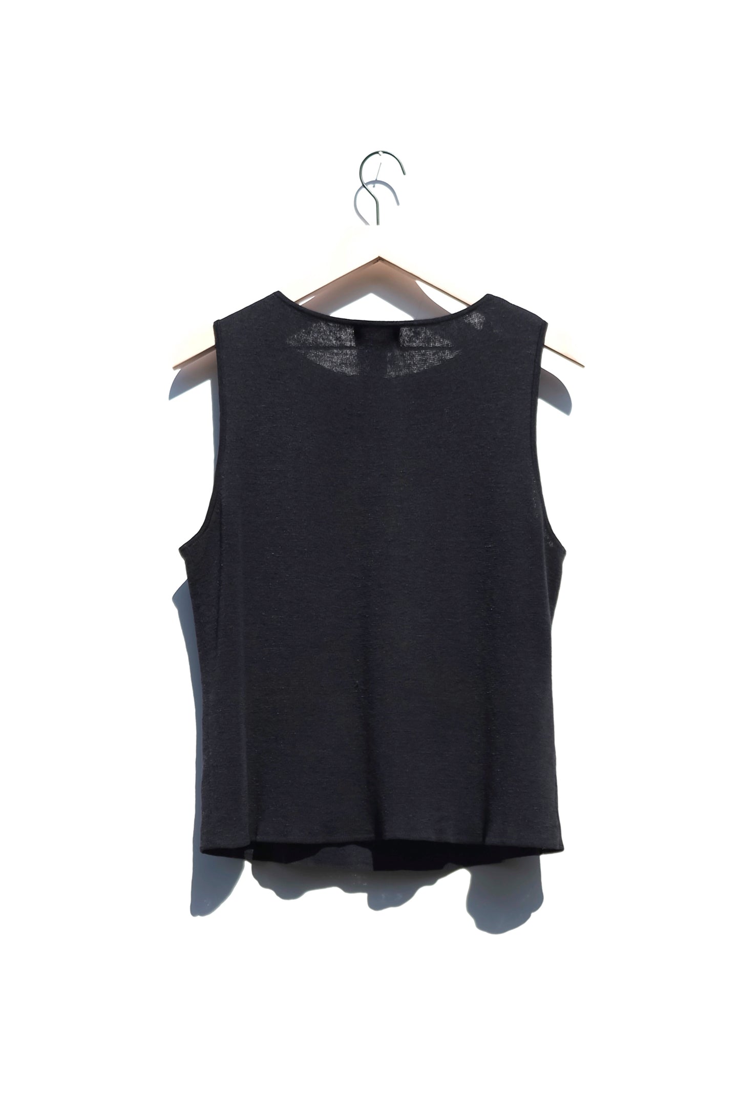 Linen Cotton Blend Sleeveless Top, Charcoal 90's