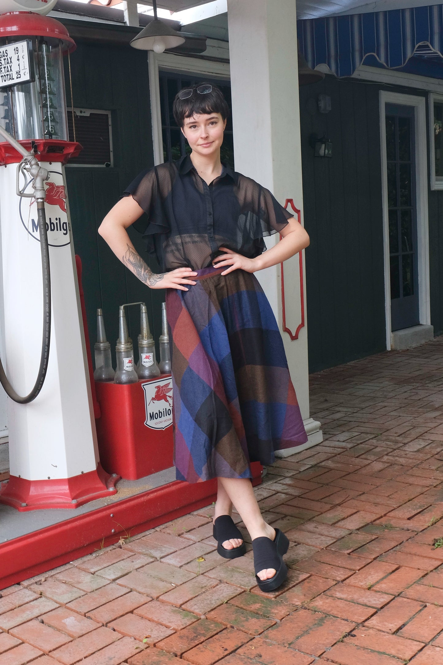 Claude Plaid Midi Skirt, 80's