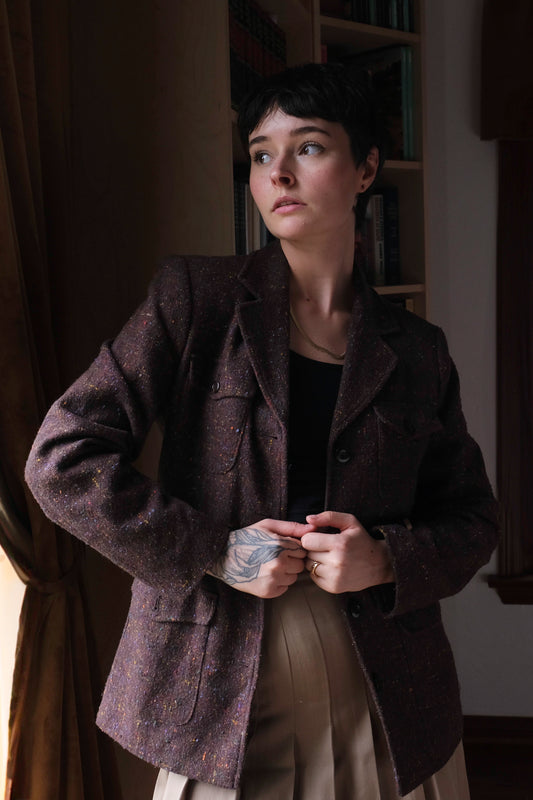 Liz Claiborne Brown Speckled Tweed Jacket US 6, 90's