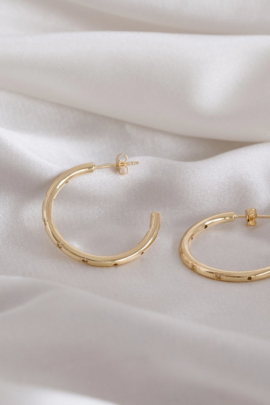 Gold-Filled Crystal Hoops