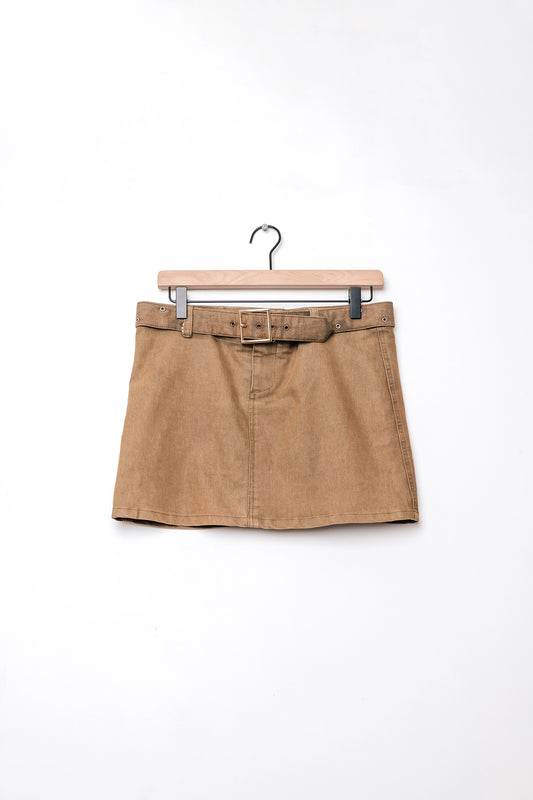 Dees2e Low Rise Brown Belted Mini Skirt US S/M 6, Y2K