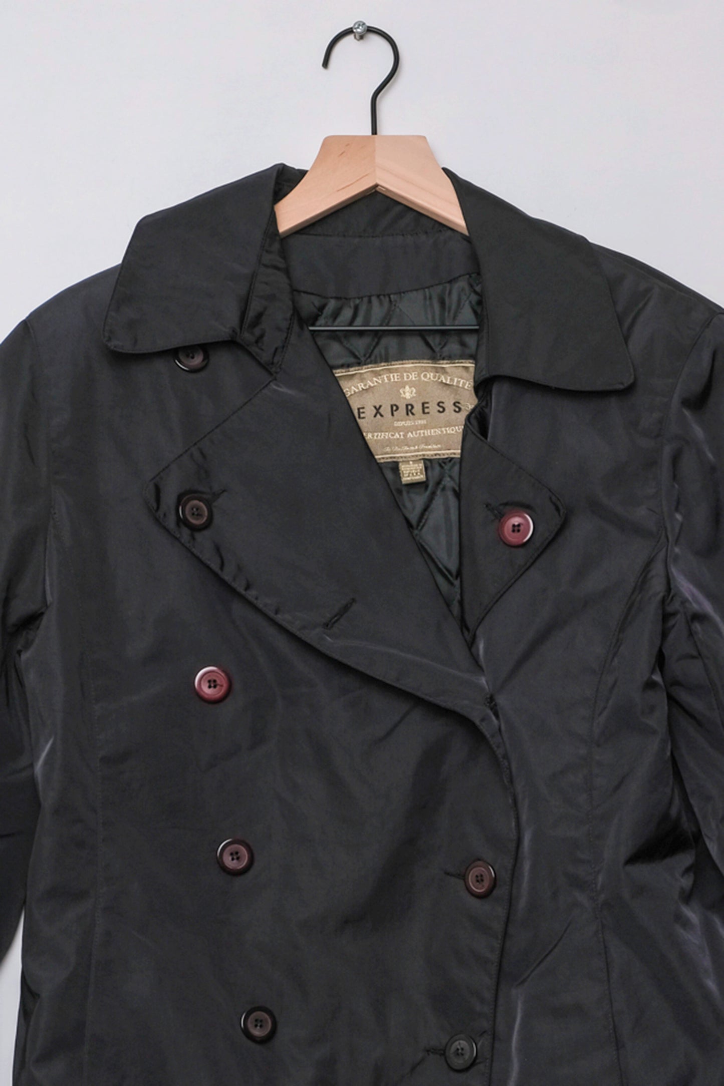 Express Black Double Breasted Jacket, Small, 90s Menswear, Water Resistant