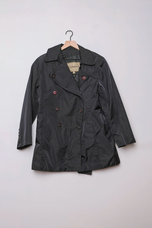 Express Black Double Breasted Jacket Small, 90's Menswear Water Resistant