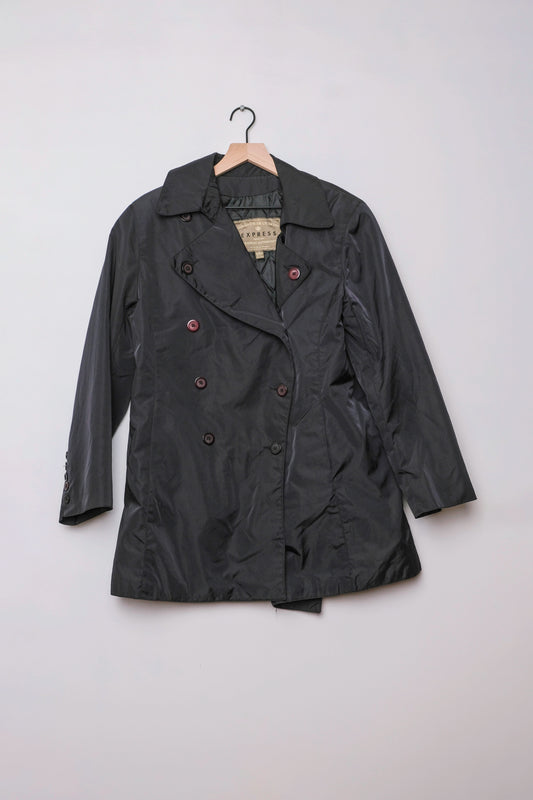 Express Black Double Breasted Jacket, Small, 90s Menswear, Water Resistant