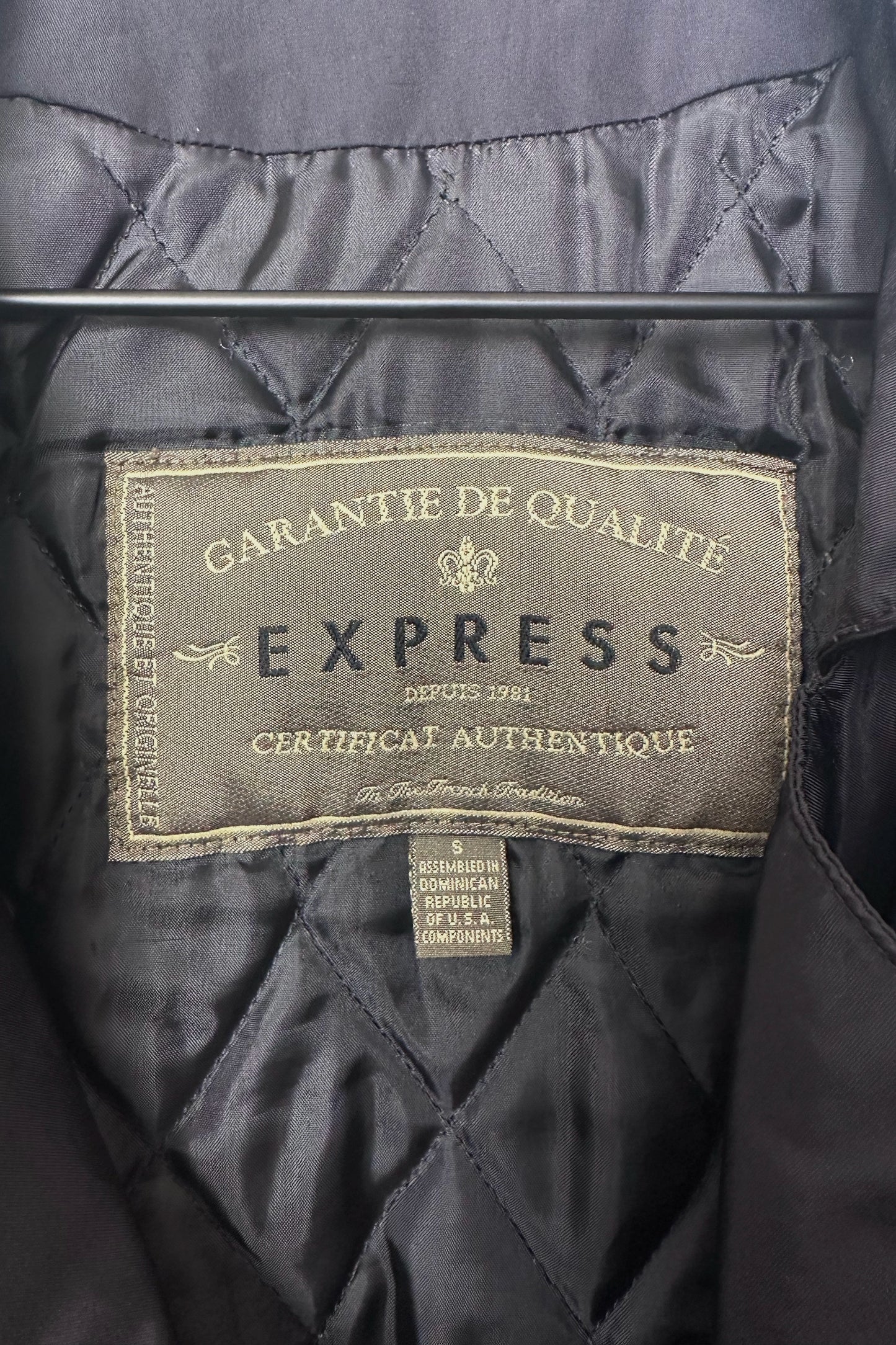 Express Black Double Breasted Jacket, Small, 90s Menswear, Water Resistant