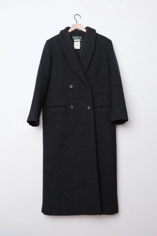 Harvรฉ Benard Grey Wool Tweed Double Breasted Long Coat US 10, 90โs Longline