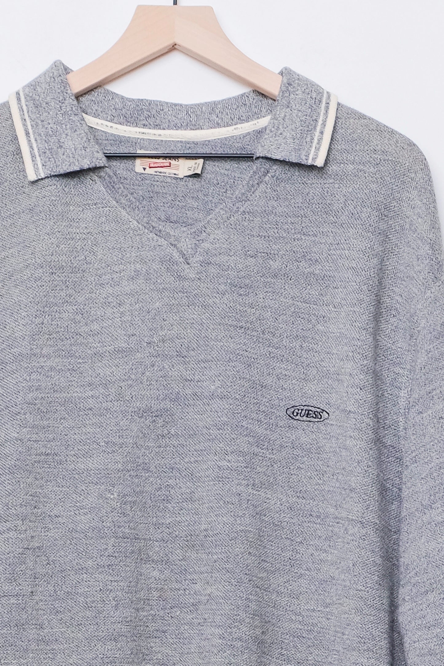 Guess Heather Grey Polo Wool Blend Sweater Dress XL, 90's Oversized