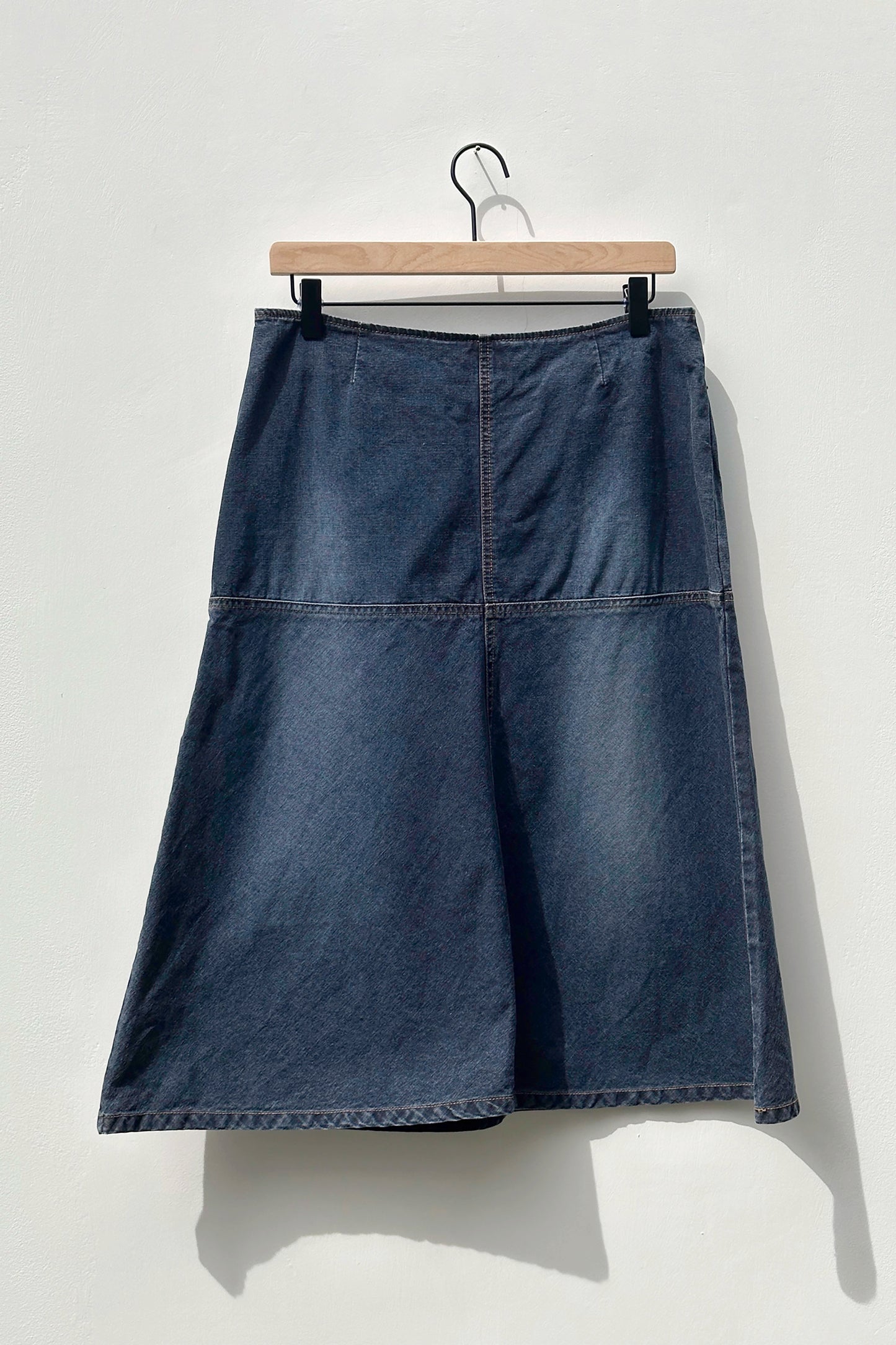 Halogen Dark Blue Denim A-Line Midi Skirt, Y2K