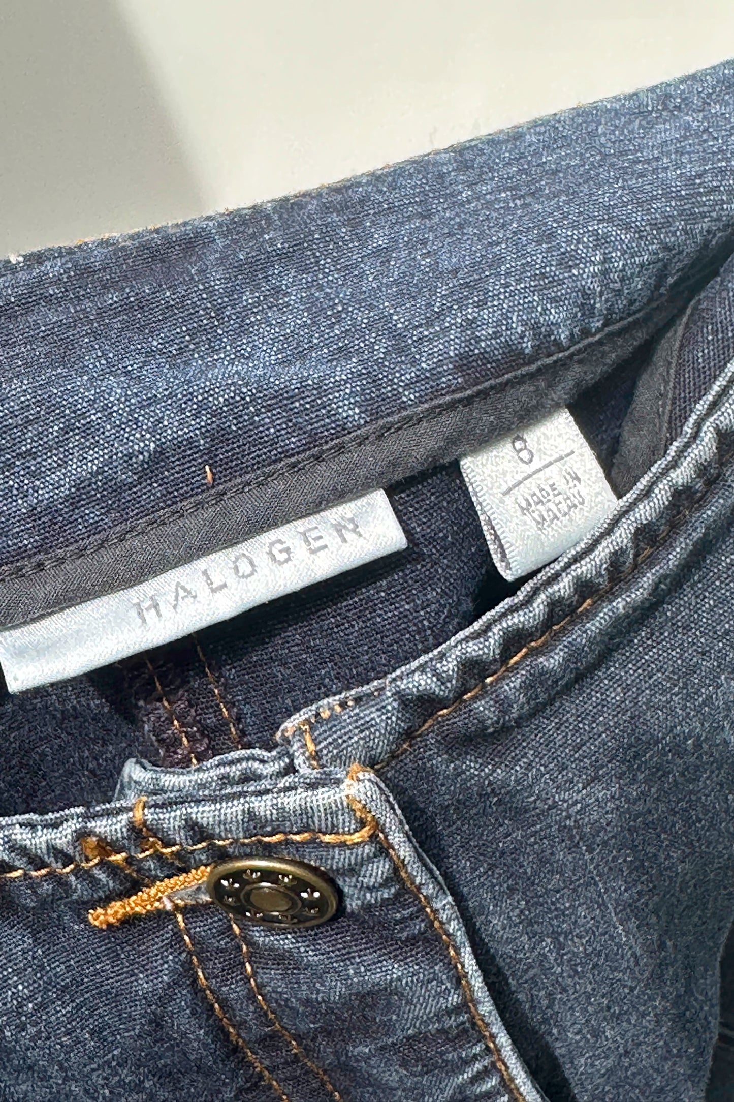 Halogen Dark Blue Denim A-Line Midi Skirt, Y2K