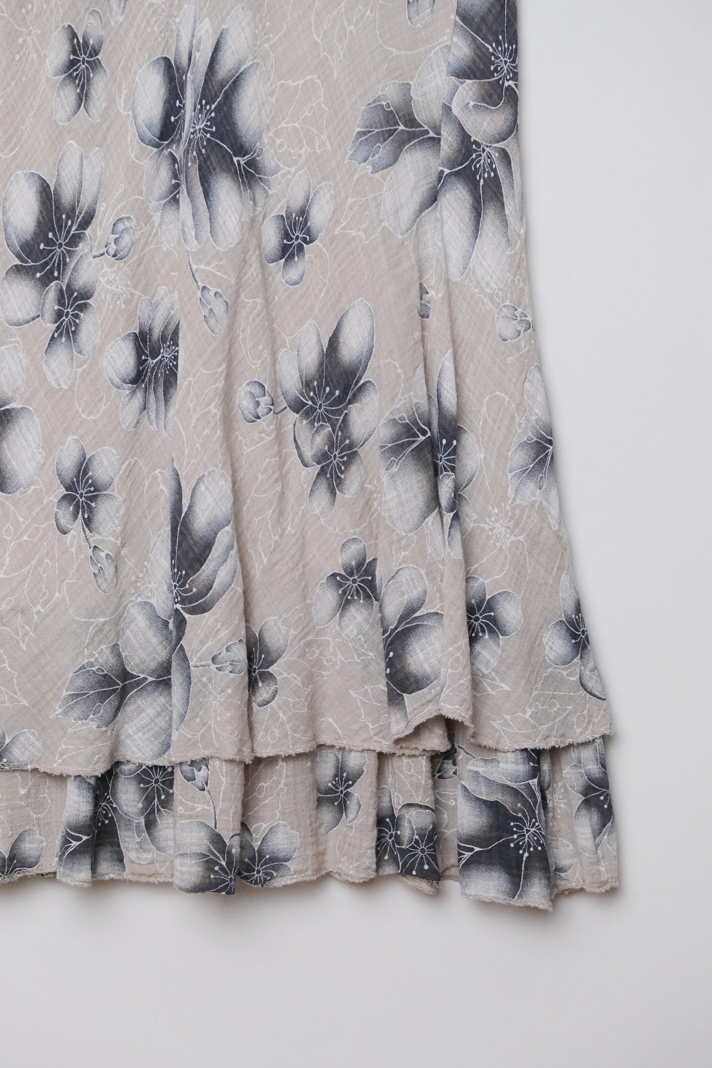 Y2K Italian Gauzy Layered Floral Mini Dress, Gray Blue, US Size 6, Vacation