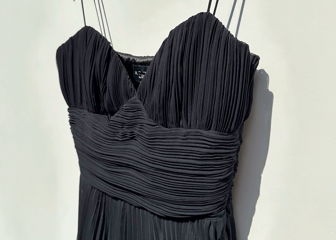 ABS 90's Pleated Silk Evening Dress