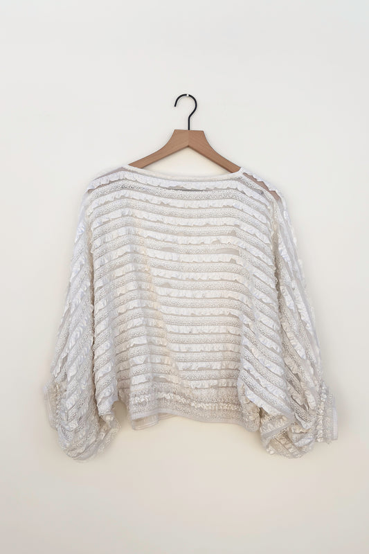 Vintage Ivory Lace Romantic Blouse, 70s Edwardian Victorian Angelic