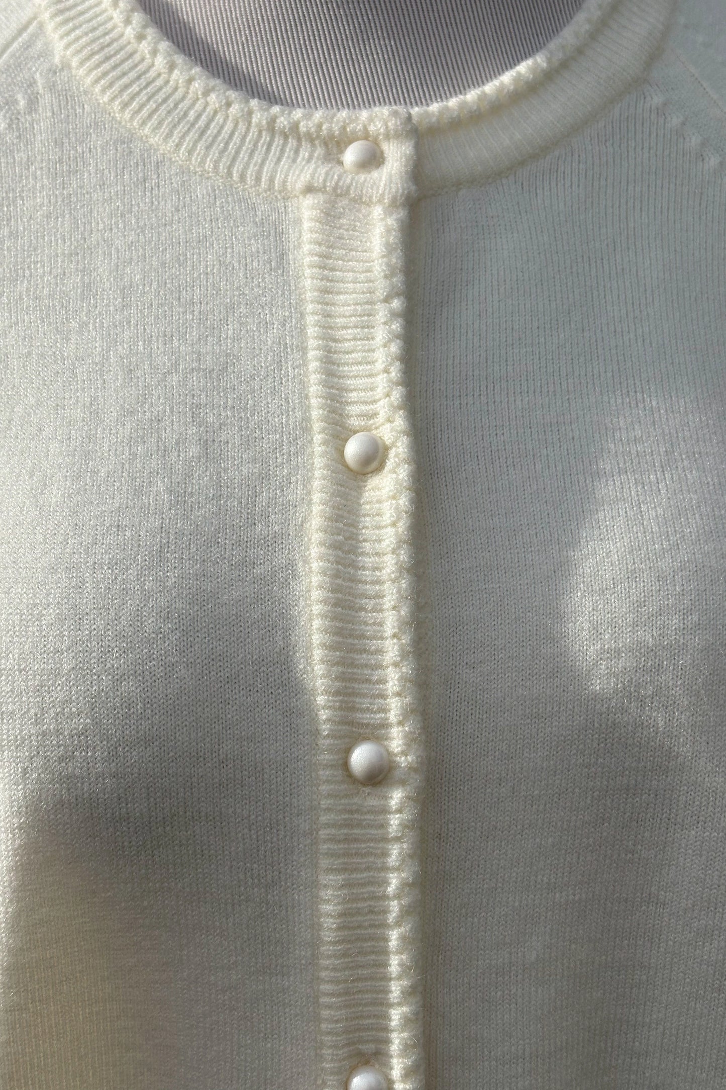 Vintage 80's Off-White Cardigan Pearl Button Judy Bond, US 6