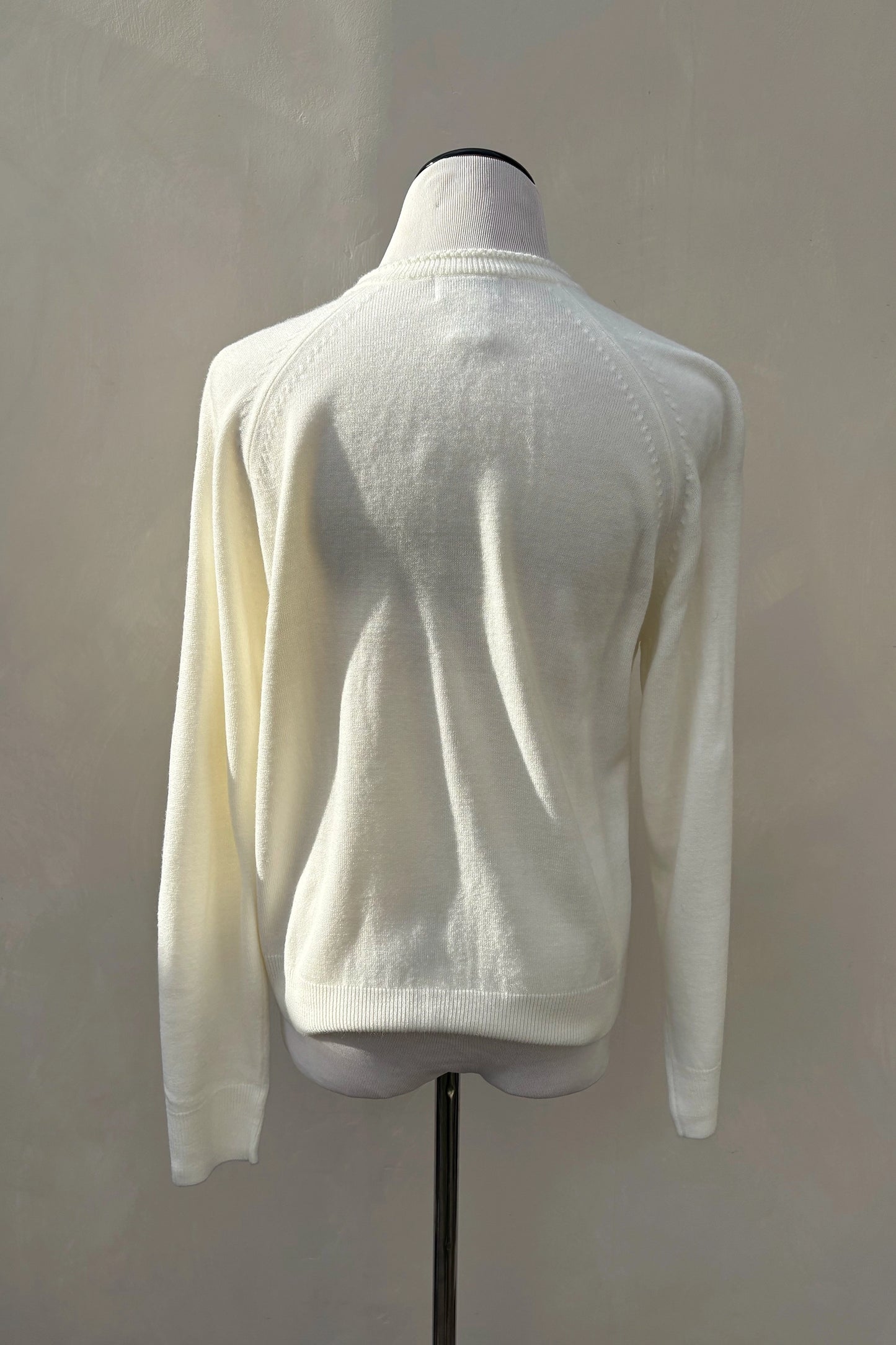 Vintage 80's Off-White Cardigan Pearl Button Judy Bond, US 6