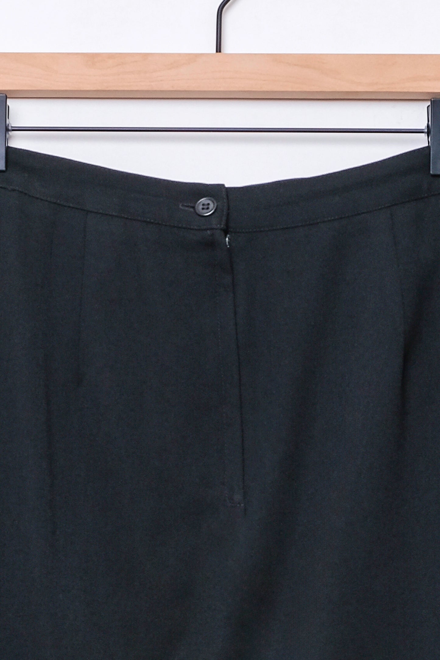 J'envie Modern Black Wool Pencil Skirt Front Overlay Slit US 10, 90's