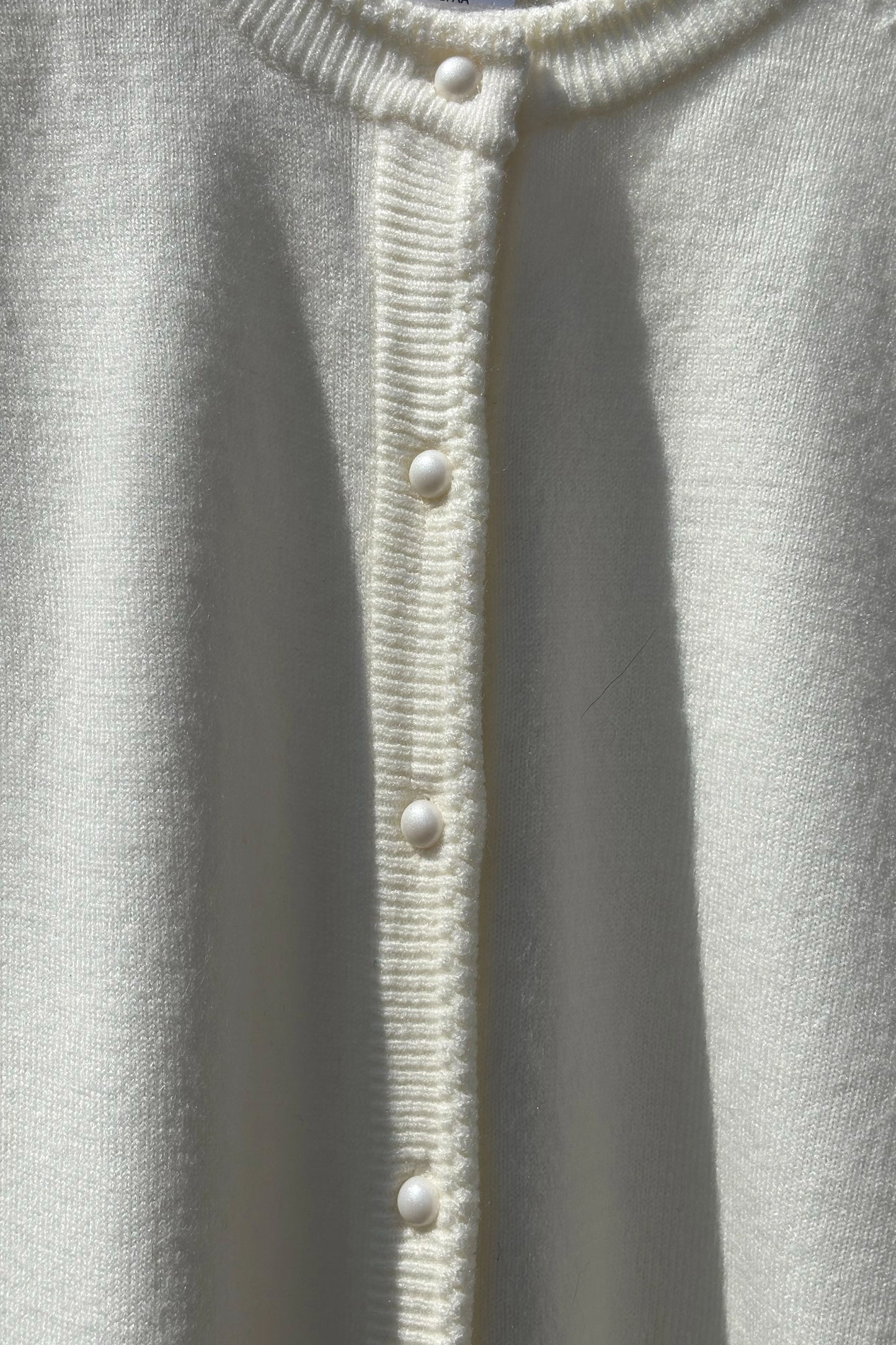 Vintage 80's Off-White Cardigan Pearl Button Judy Bond, US 6