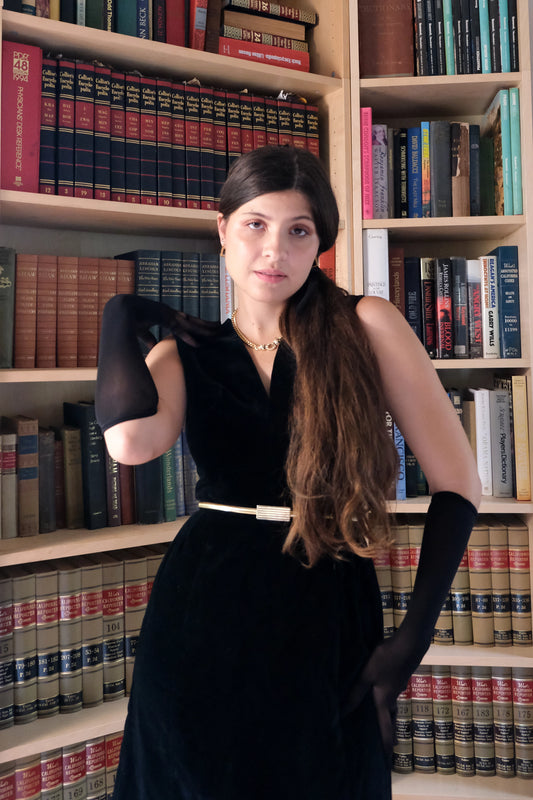 50's Velvet Pencil Sheath Dress, US 4 Julie Inc.