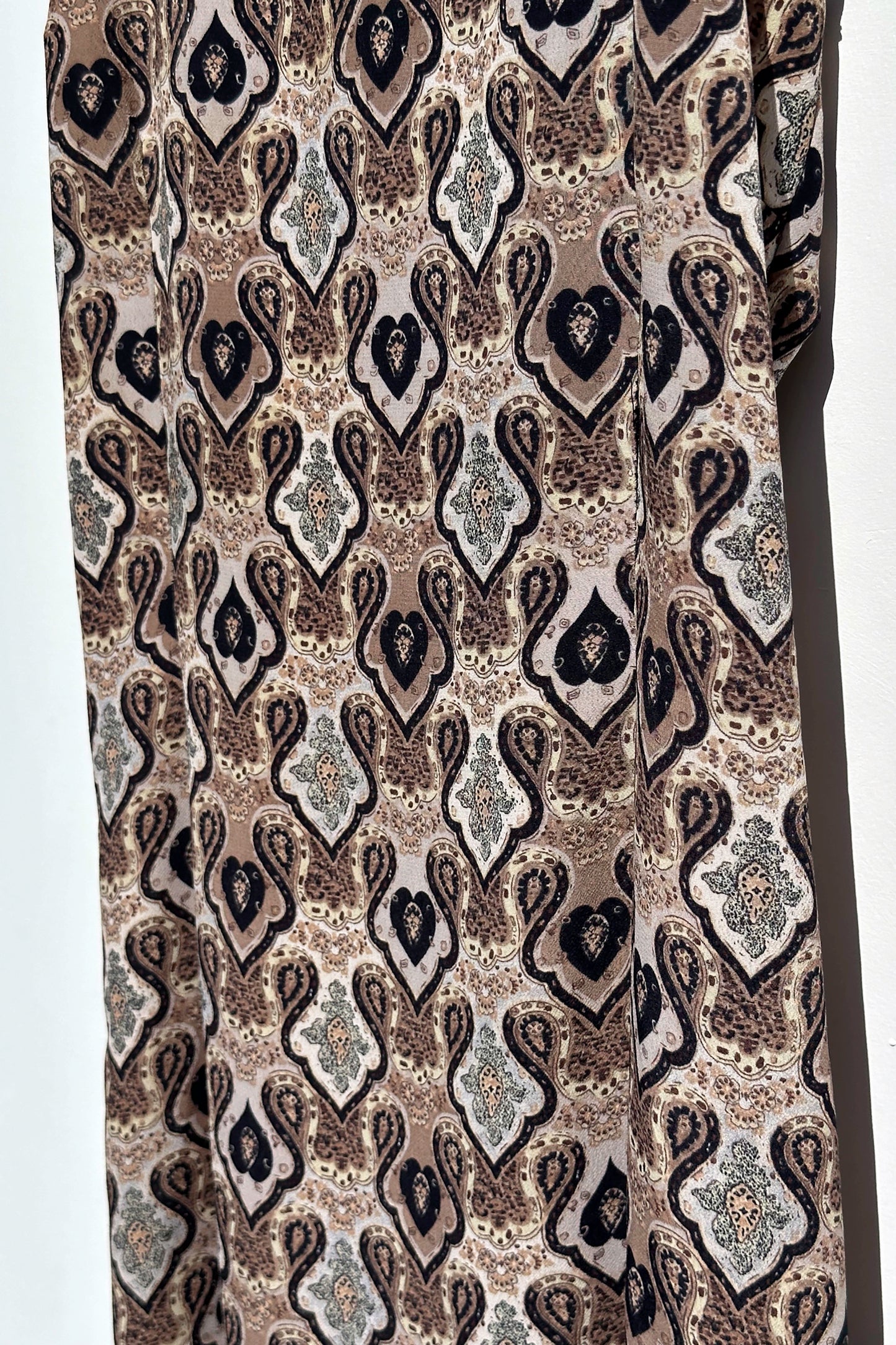Boho Paisley Brown Maxi Dress US 6/8, 90's La Belle Earthy Hippie