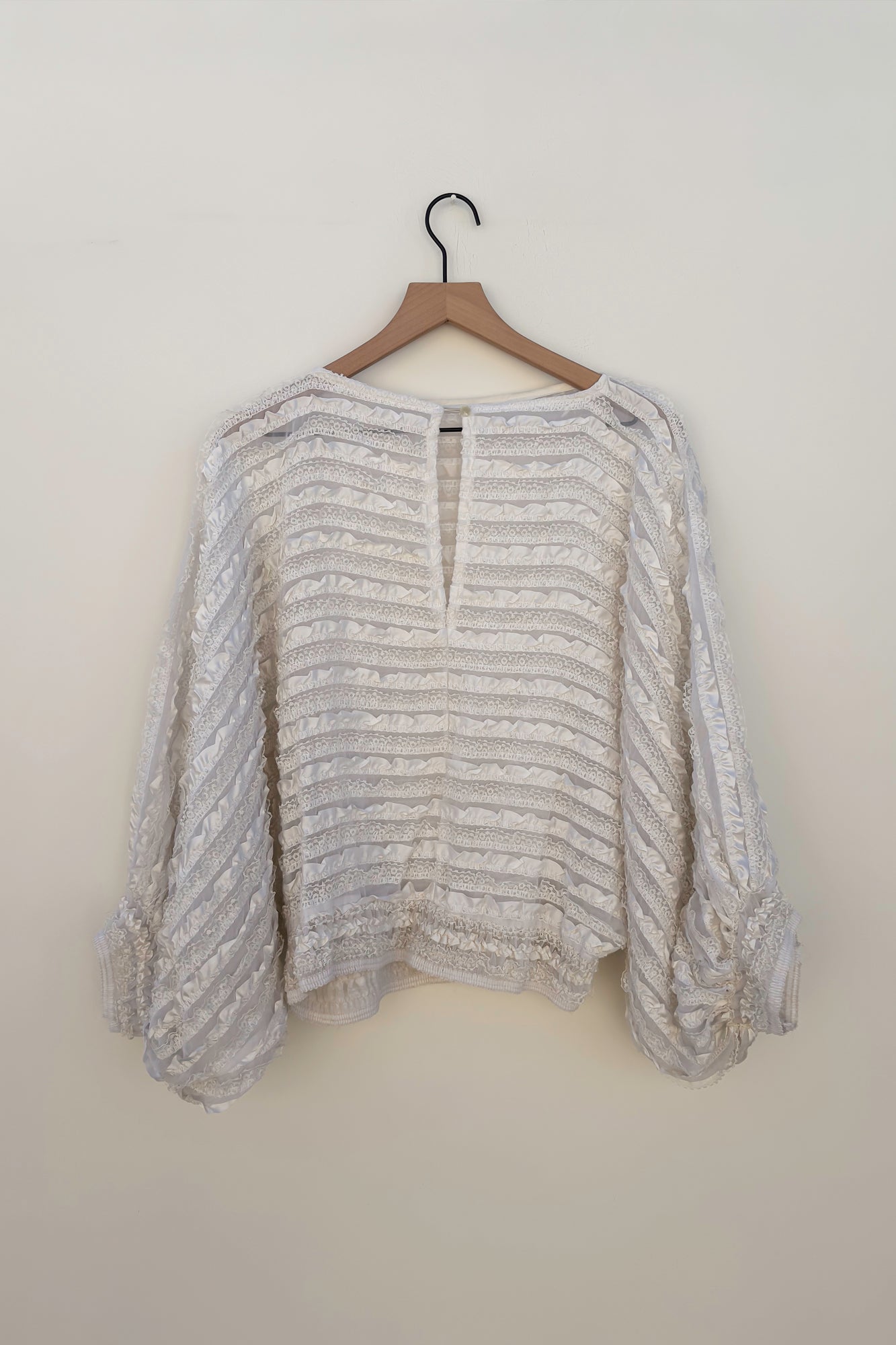 Vintage Ivory Lace Romantic Blouse, 70s Edwardian Victorian Angelic