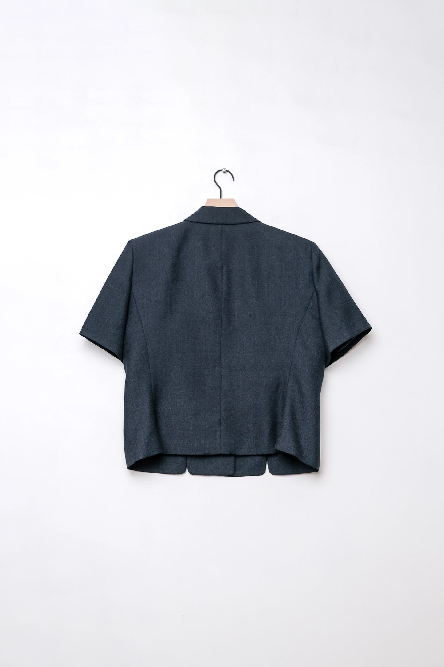 Le Suit Navy Blue Short Sleeve Jacket Victorian Floral Buttons US 8 90's
