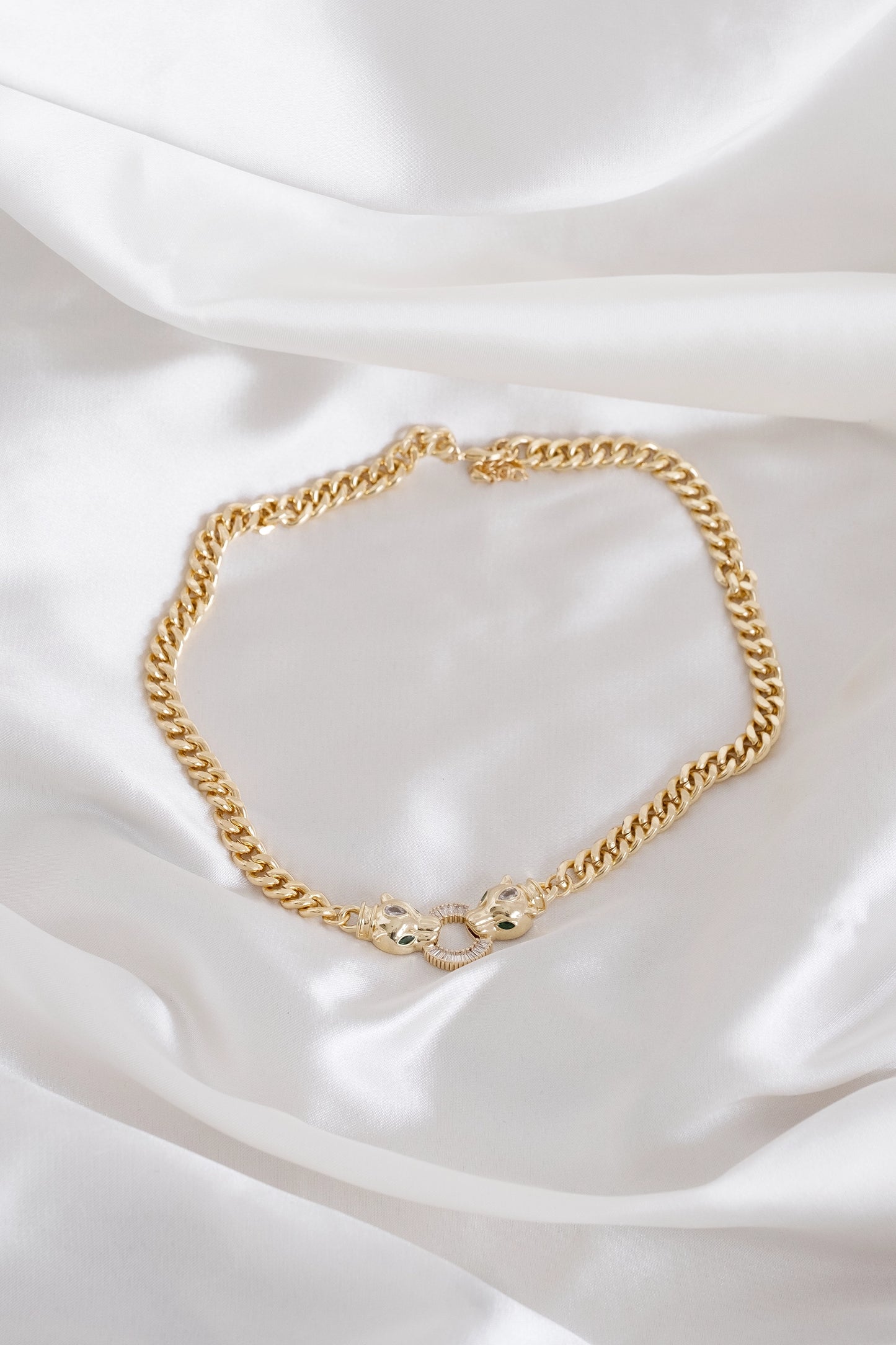 Gold Cuban Chain Panthère Necklace