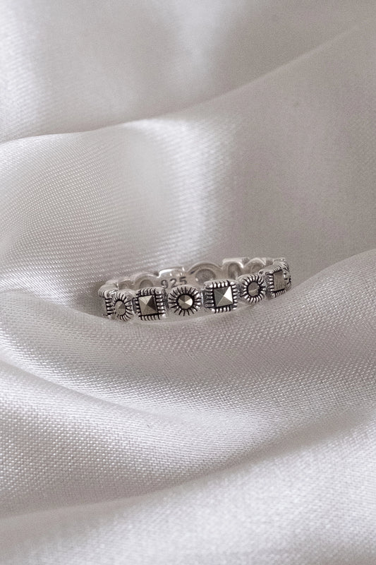 Sterling Silver Stackable Eternity Marcasite Ring