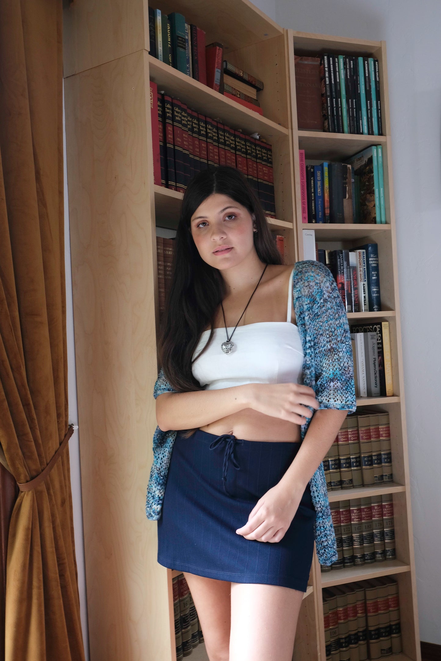 Crochet Blue Short Sleeve Cardigan