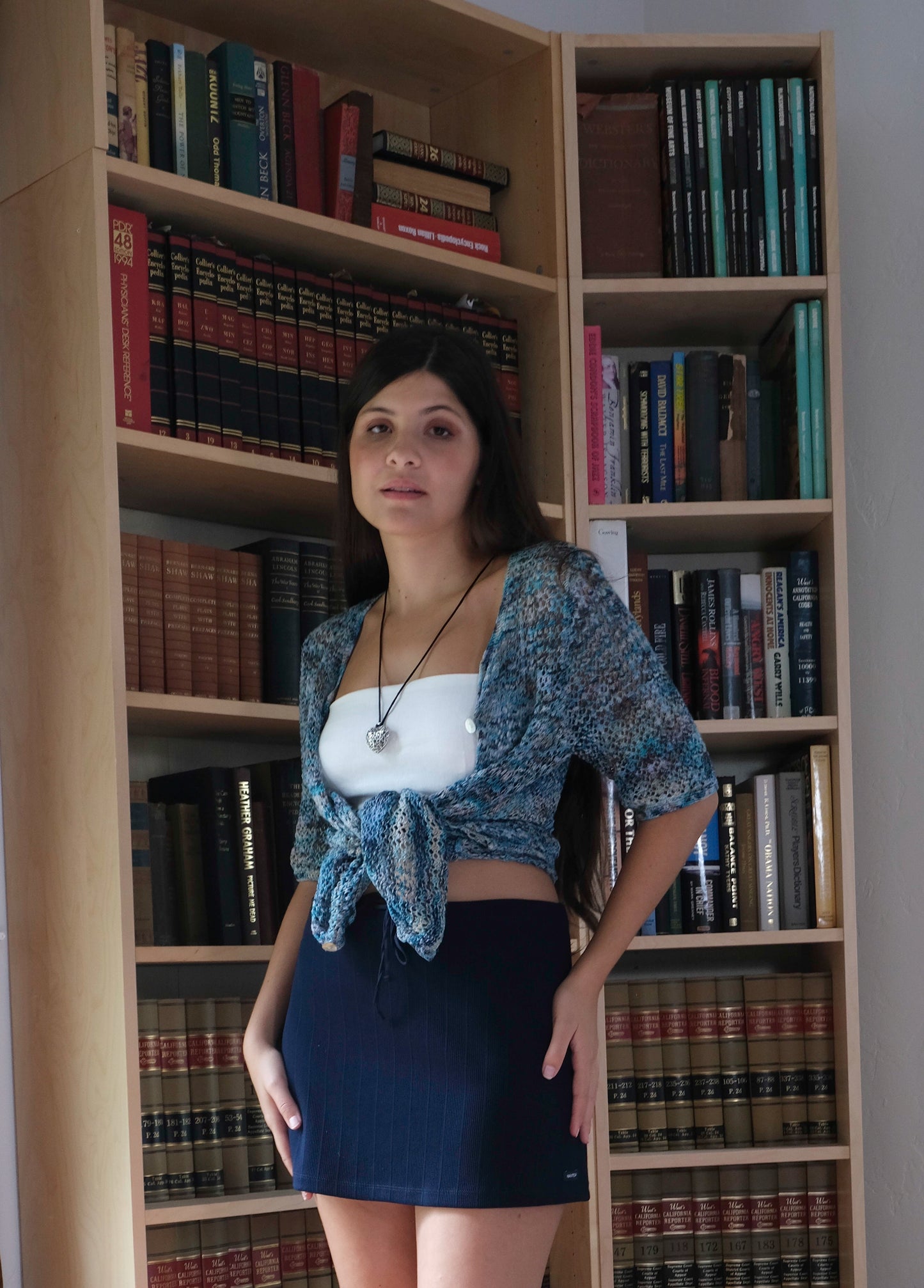 Crochet Blue Short Sleeve Cardigan