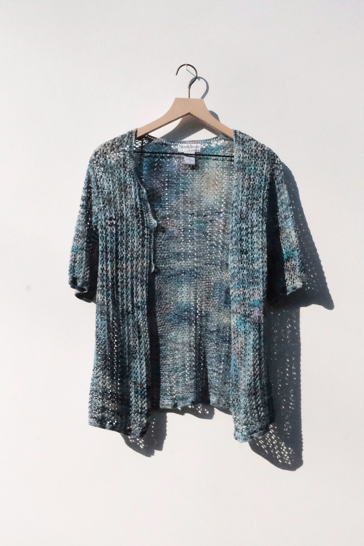 Crochet Blue Short Sleeve Cardigan