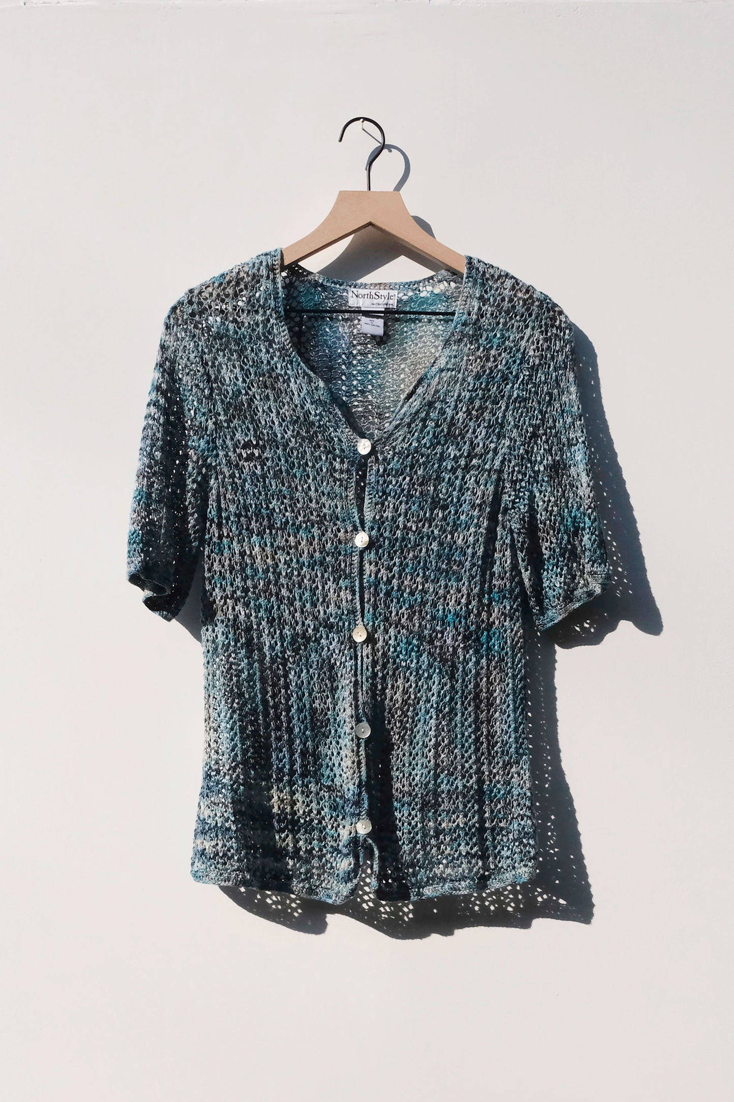 Crochet Blue Short Sleeve Cardigan
