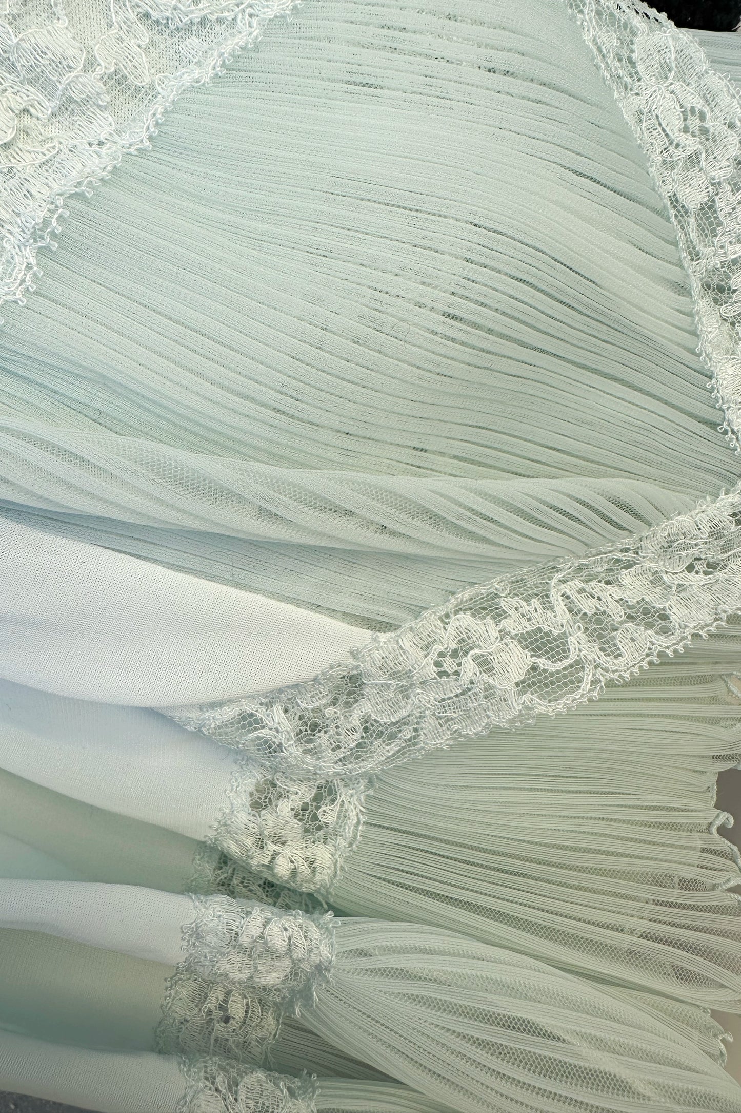 Pale Mint Blue Pleated Lace Slip Dress, 90s