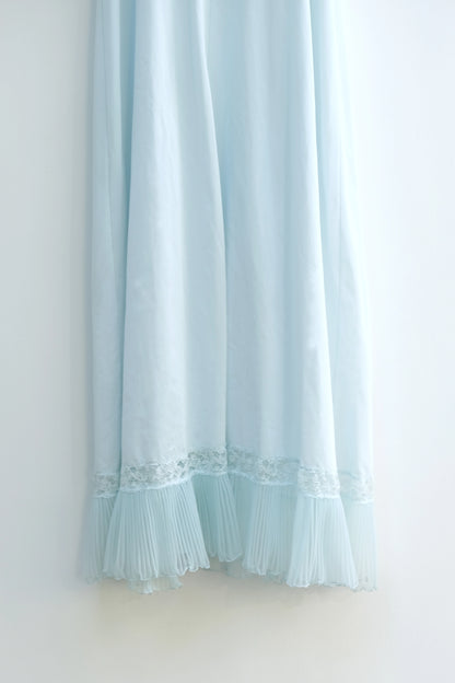 Pale Mint Blue Pleated Lace Slip Dress US 2, 90s