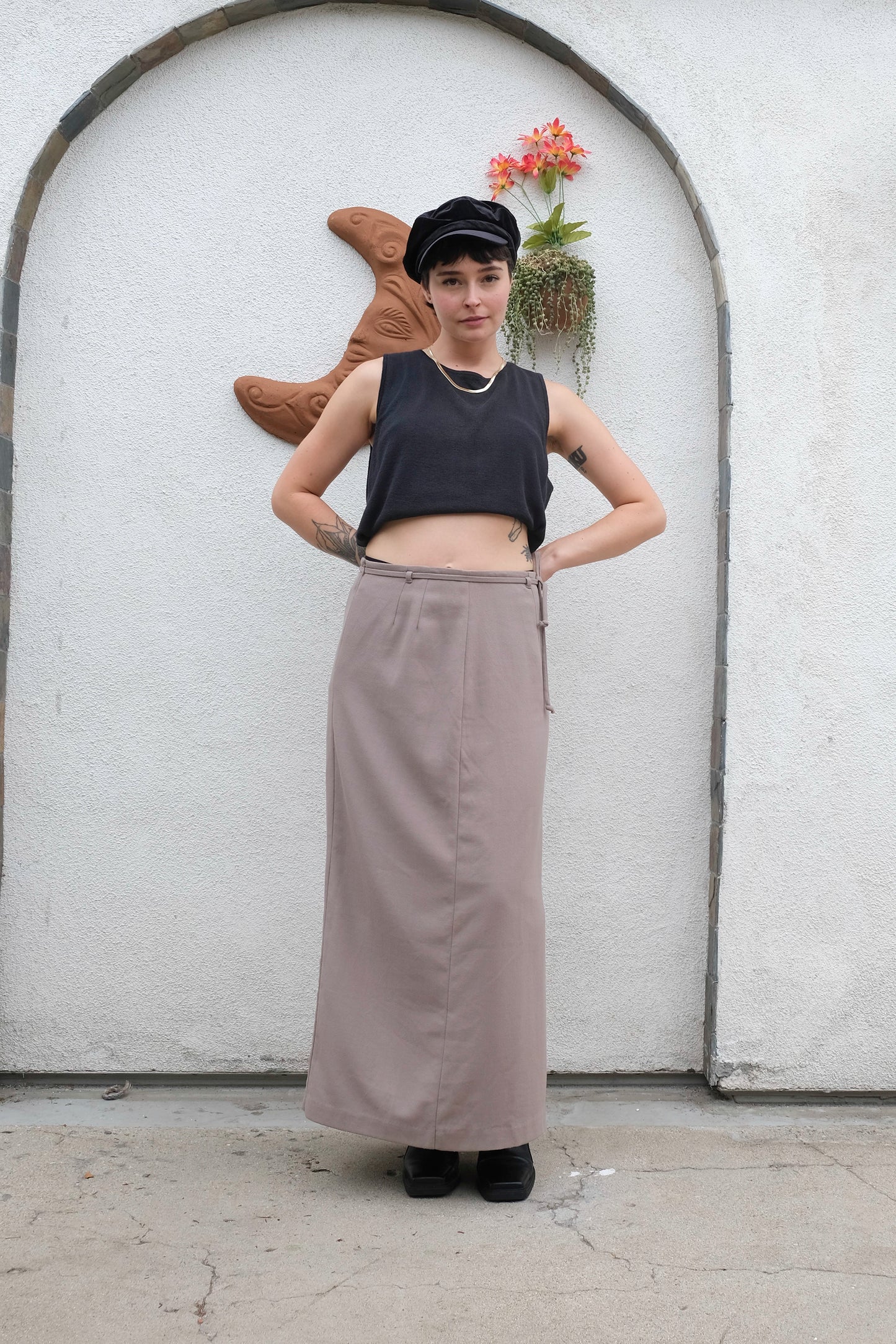 Paul Harris Design Modern Mauve Slit Midi Skirt US 8, 80's