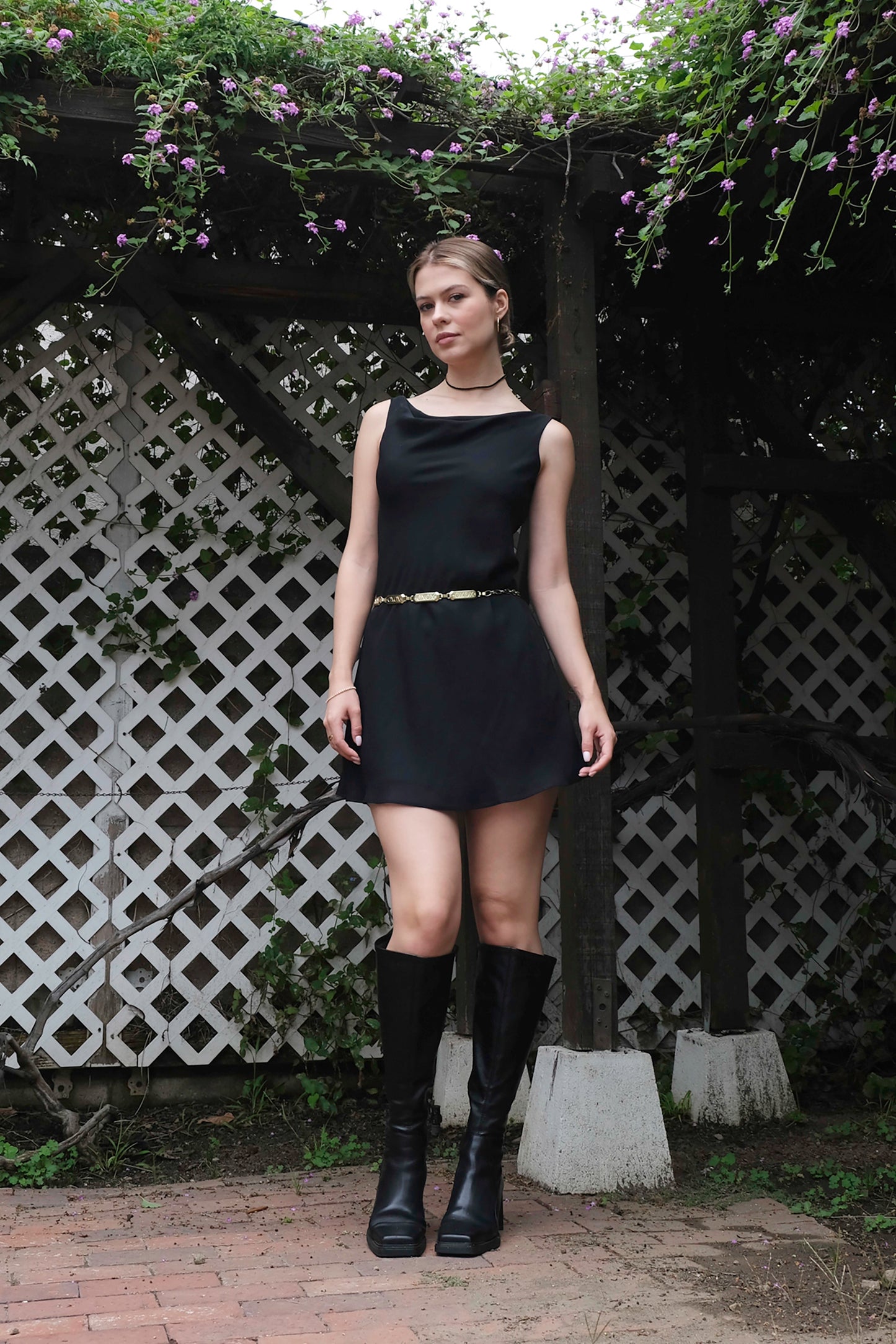 Cowl Neck Black Mini Dress, 90's