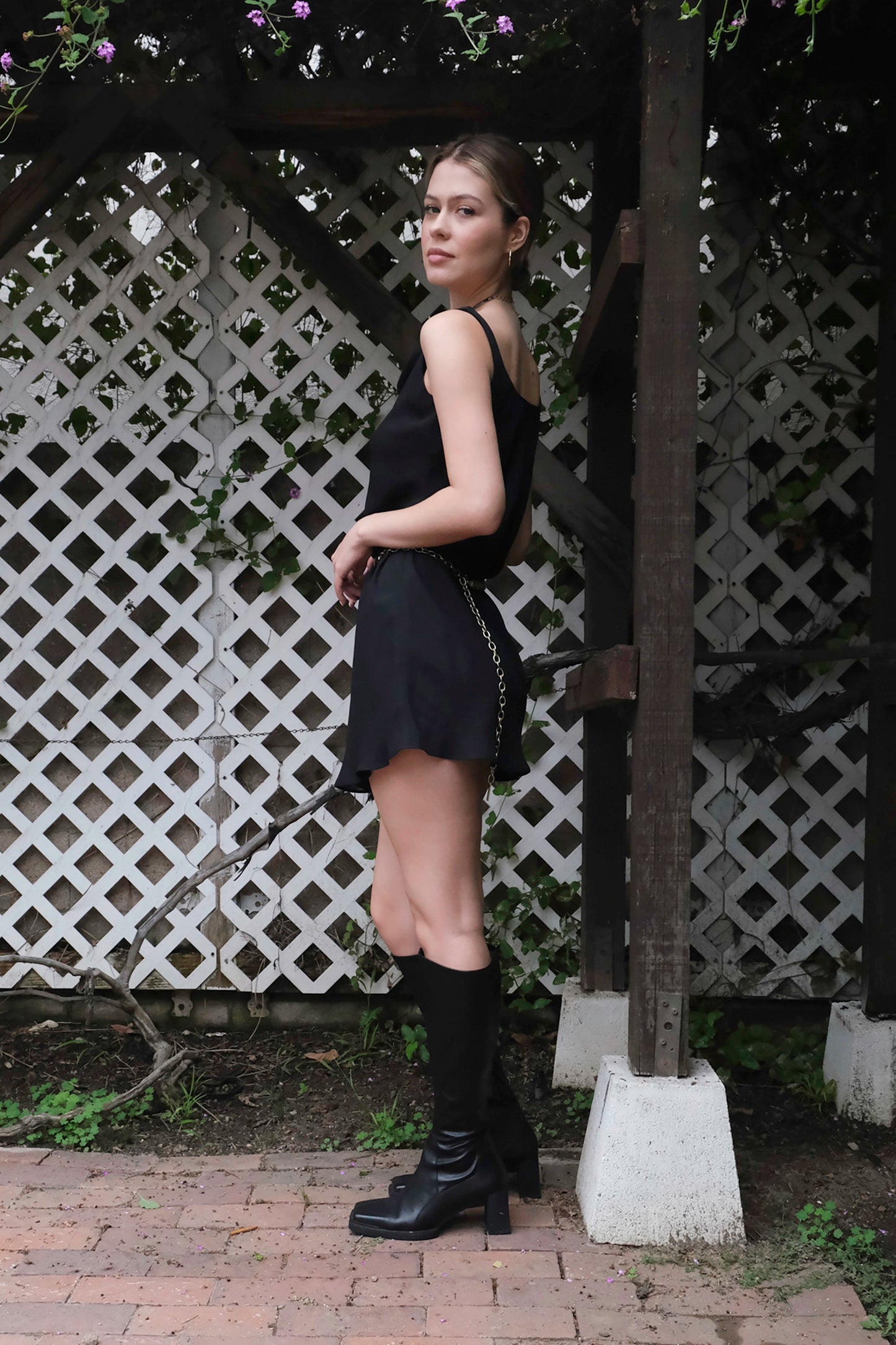 Cowl Neck Black Mini Dress, 90's